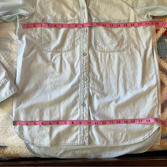 Madewell women fade blue cotton distress top long sleeve button front Sz Small - Picture 13 of 15